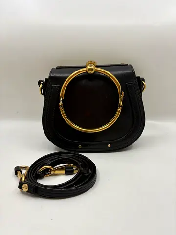 Chloe Black Leather and Suede Small Nile Bracelet Shoulder Bag