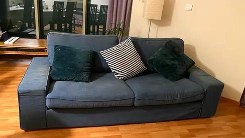 Ikea Comfortable Blue Sofa with Cushions