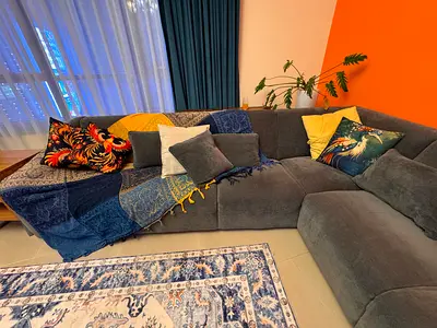 Comfortable Sofology Grey Sectional Sofa with Colorful Accents