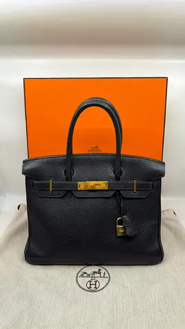 Hermes Midnight Blue Togo Leather Gold Hardware Birkin 30 Bag