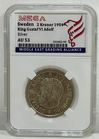 Sweden 2 kronor silver coin 1954 140 AED