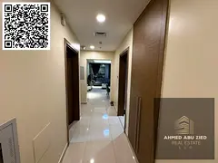 For annual rent in Ajman, a furnished one-bedroom apartment with a living room, two bathrooms, a gym