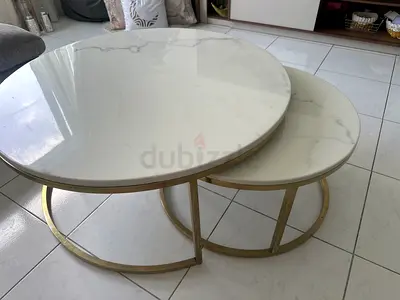 Elegant Nesting Coffee Tables with Marble Finish