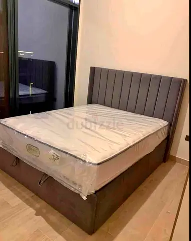 Modern Grey Bed with Mattress