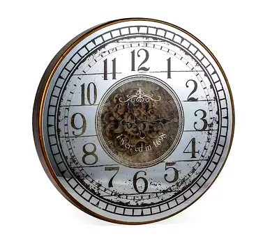Large Industrial Steampunk Wall Clock with Visible Gears