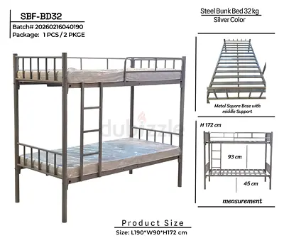 BUNK BED 90X190 CM HEAVY DUTY