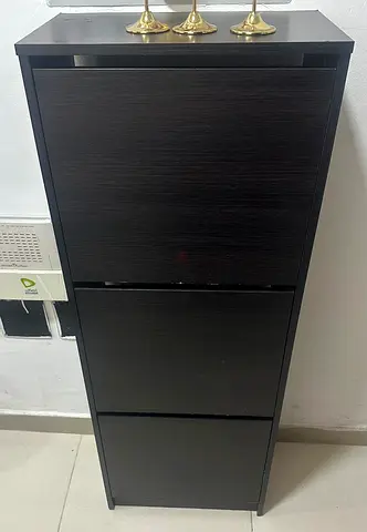 Stylish Black Tall Cabinet for Footwear Storage