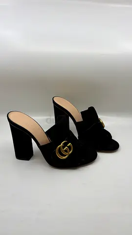 Gucci Black Suede GG Marmont Fringe Mules - Size 37
