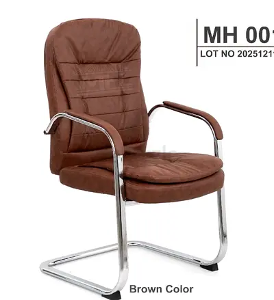 Brown Leather Chair with Chrome Frame