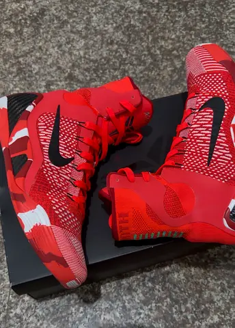 Bright Red Camo Basketball Sneakers