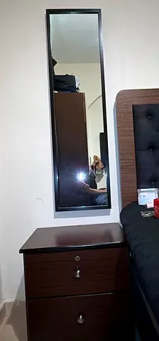 Wooden Nightstand with Mirror