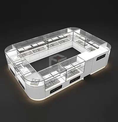 Modern Minimalist Jewelry Display Kiosk - Rectangular Island Design