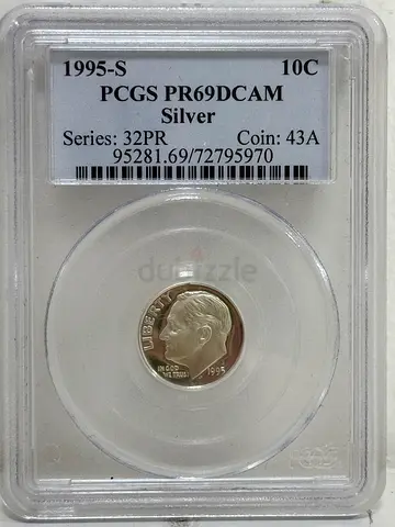 USA silver proof coin 10 cents 1995 200 AED