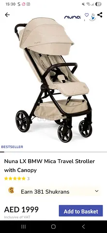 Nuna Trvl LX BMW Mica Travel Stroller with Canopy