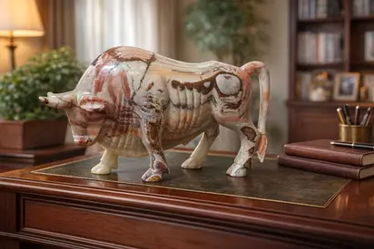 Decorative Marble Bull Sculpture