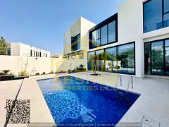 For rent in the heart of Al Zorah, a four-bedroom master villa with a garden and private swimming po