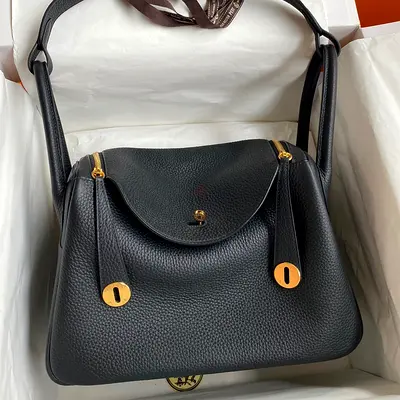 Hermes Lindy 30 In Black Clemence Leather