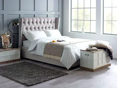 Elegant Upholstered Bed with Nightstands