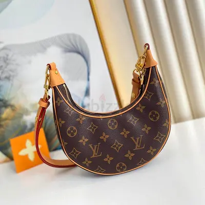 Louis Vuitton Loop Handbag Half-Moon Baguette In Monogram Coated Canvas