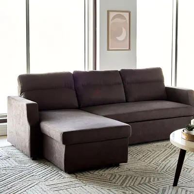 Modern Sectional Sofa in Dark Brown