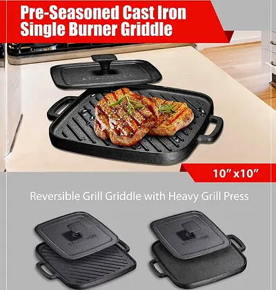 Pre-Seasoned Cast Iron Single Burner Griddle