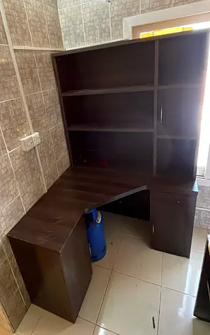 Corner Study Desk with Shelves