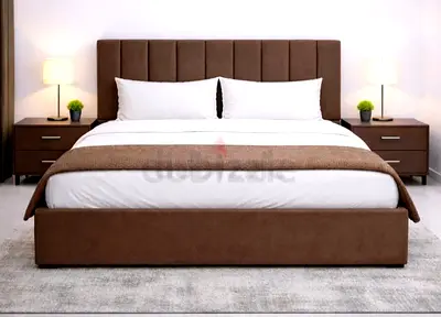 Brend New fabric wooden King size 180x200 Bed with Madical Matress Available