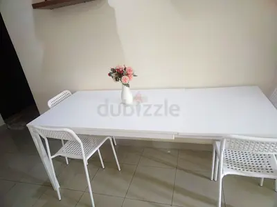 Modern White Dining Table with Chairs