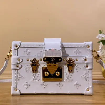 Louis Vuitton Petite Malle Handbag in Cowhide Leather With Monogram Embroidery