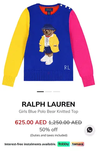 Brand new Ralph Lauren bear sweater size 16