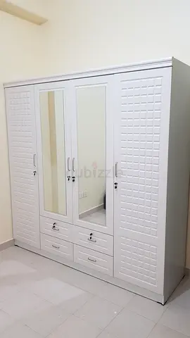 Modern White 4 door Cabinet with Mirrors