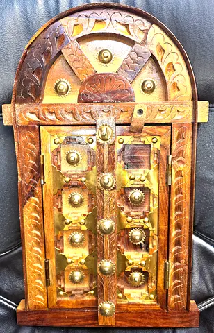 Antique Wooden Door with Intricate Carvings