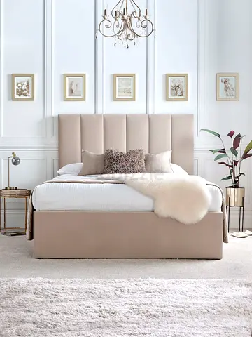 Elegant Beige Bed with Stylish Headboard