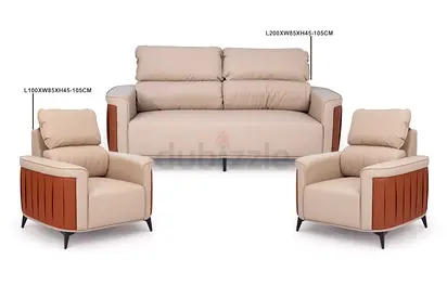 Modern Sofa Set in Beige and Brown