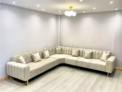 Modern L-Shaped Sectional Sofa with Channel Tufting