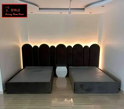 Modern Bed Frame with Unique Headboard Design
