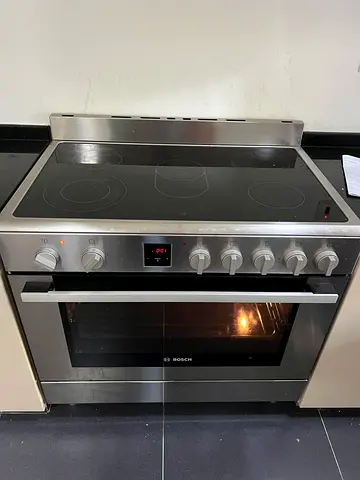Bosch 90x60 Cm Electric Range Cooker, Series 8, High Speed Ceramic Cooking Zones, with Catalytic Sel