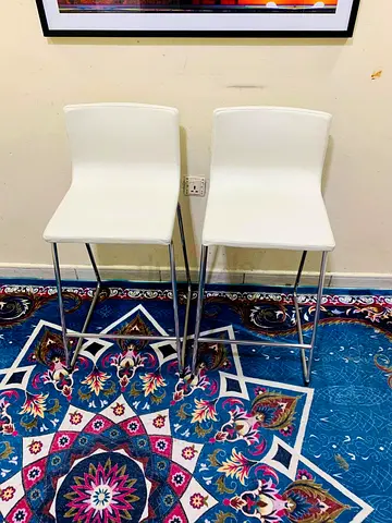 Sleek White Bar Stools Set of 2