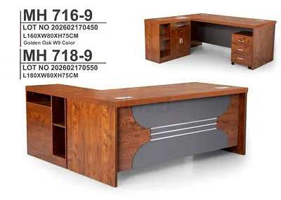 Stylish L-Shaped Office Desk in Golden Oak