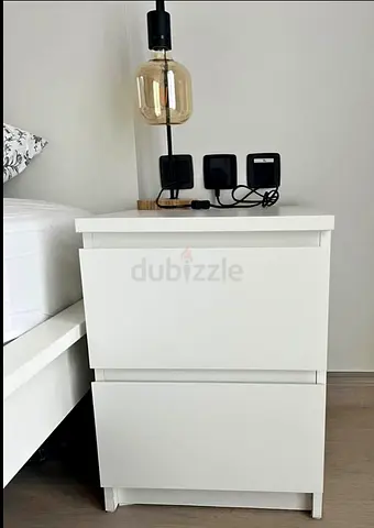 Modern White Nightstand with Storage