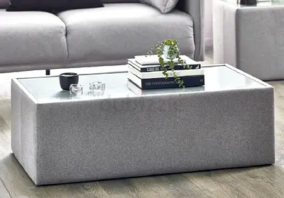 Stylish Grey Coffee Table with Glass Top