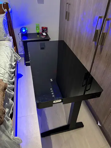 Sleek Modern Black Glass Table ( with speaker and wireless charging) (negotiable)