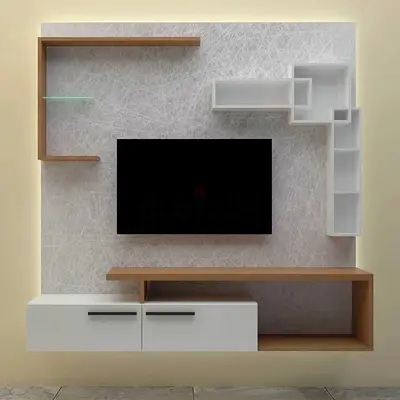 Abstract Geometric Floating TV Wall Unit