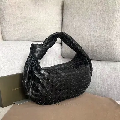 Bottega Veneta Large BV Jodie Bag In Black Woven Leather