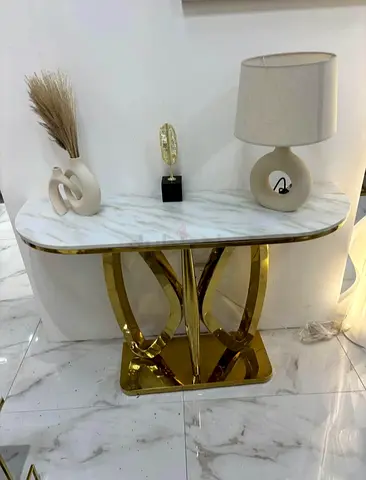 Elegant Marble and Gold Console Table