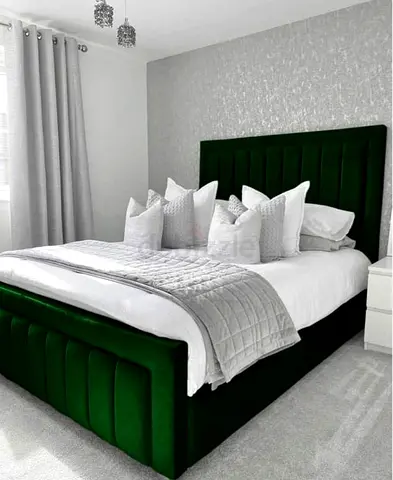 Luxurious Green Velvet King Size Bed