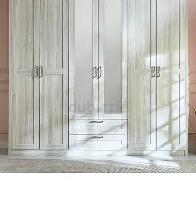 Elegant Grey Wardrobe with Drawers