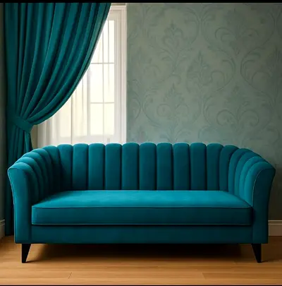 Brand New Elegant Teal Velvet Sofa