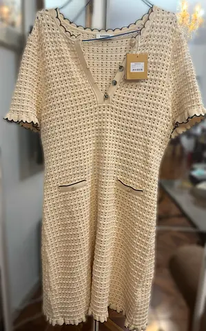 French Elegant Cream Knit Dress from Sandro