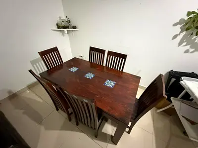 Beautiful Wooden Dining Table with Six Chairs
